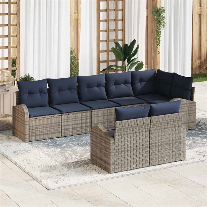 vidaXL Poly Rattan Sofa Set in Gray