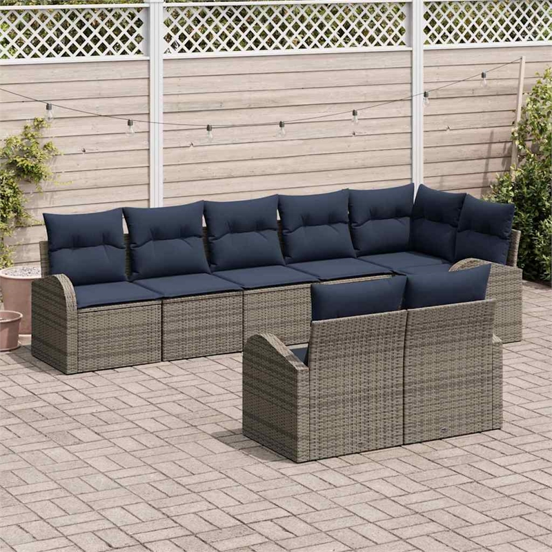 vidaXL Poly Rattan Sofa Set in Gray