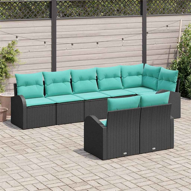 vidaXL Poly Rattan Sofa Set in Black
