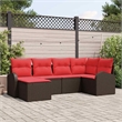 vidaXL Poly Rattan Sofa Set with Cushions in Brown
