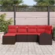 vidaXL Poly Rattan Sofa Set with Cushions in Brown