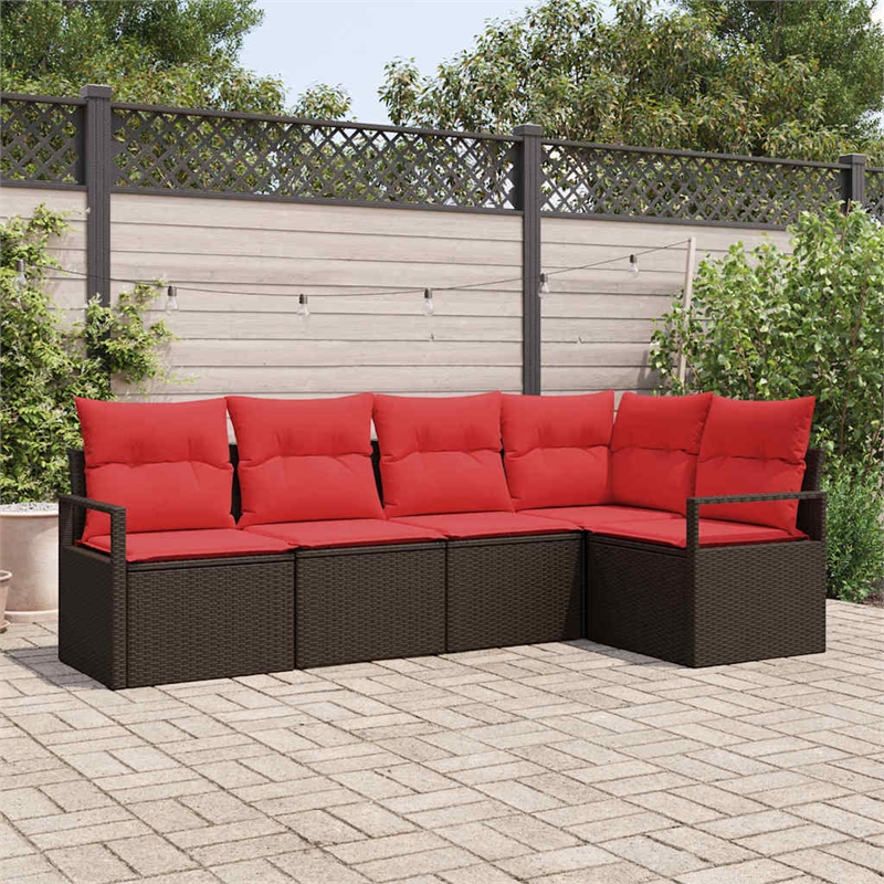 vidaXL Poly Rattan Sofa Set in Brown