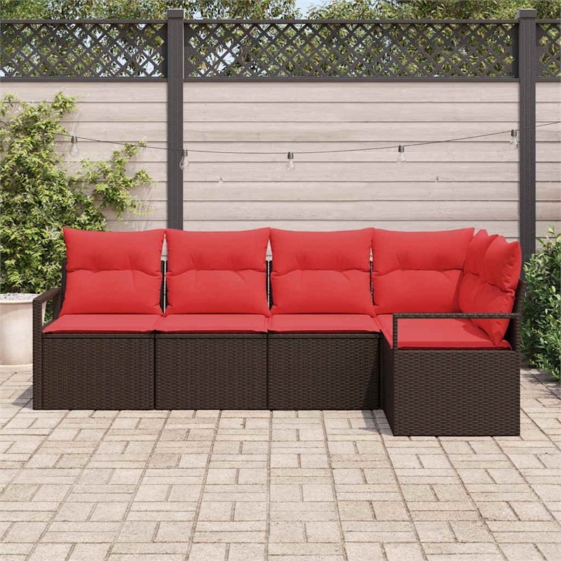 vidaXL Poly Rattan Sofa Set in Brown