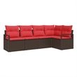 vidaXL Poly Rattan Sofa Set in Brown