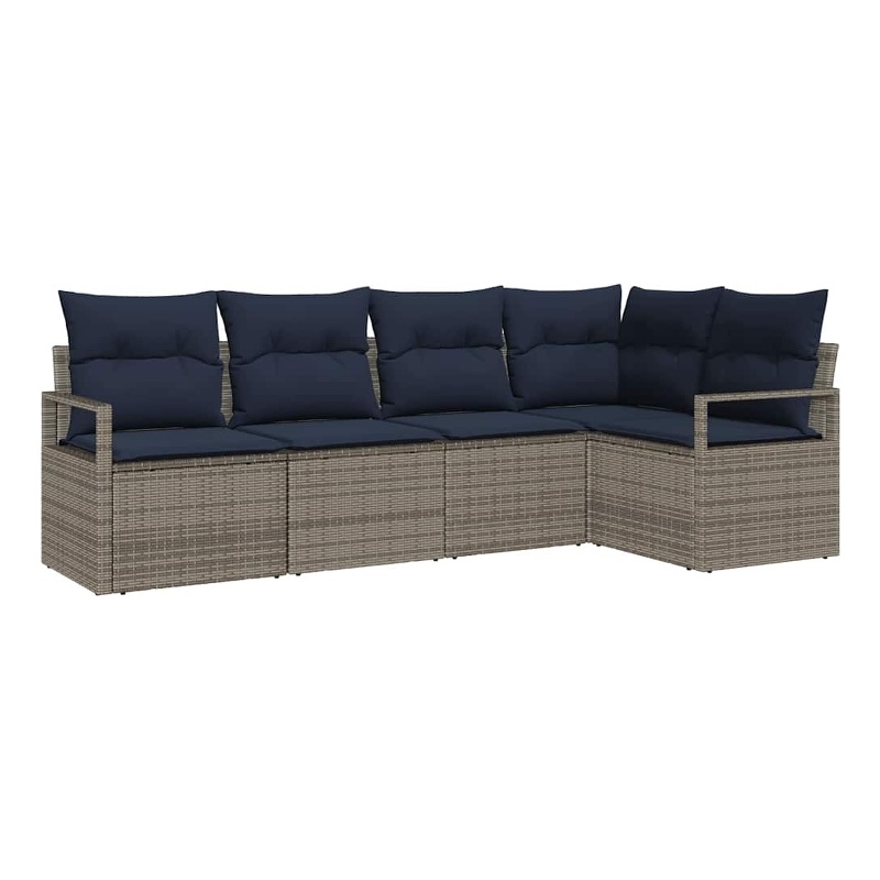 vidaXL Poly Rattan Sofa Set in Gray