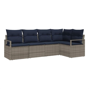 vidaXL Poly Rattan Sofa Set in Gray