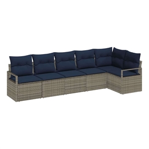 vidaXL Poly Rattan Sofa Set in Gray