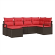 vidaXL Poly Rattan Sofa Set with Cushions in Brown