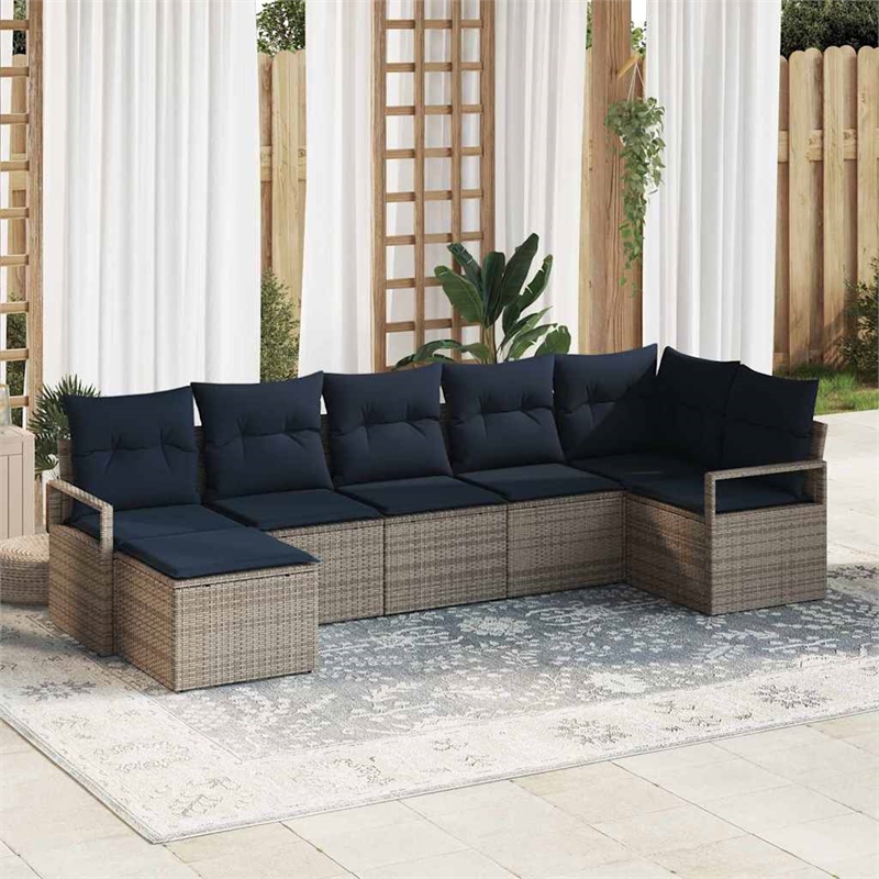 vidaXL Poly Rattan Sofa Set in Gray