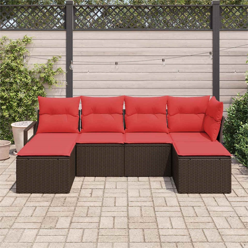 vidaXL Poly Rattan Sofa Set in Brown