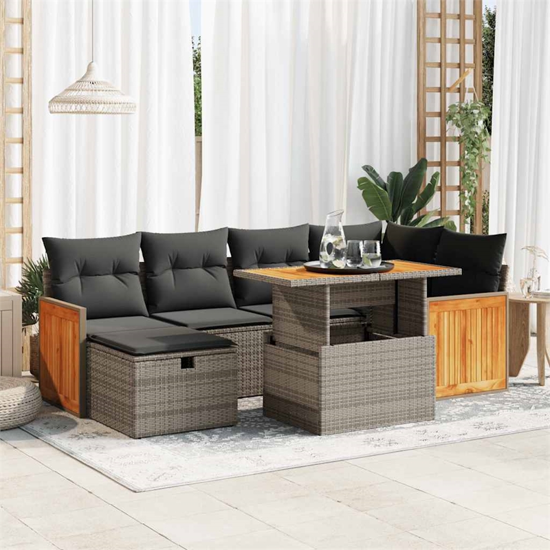 vidaXL 8 Piece Solid Acacia Wood Sofa Set in Gray