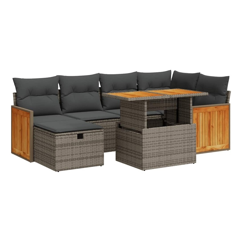 vidaXL 8 Piece Solid Acacia Wood Sofa Set in Gray