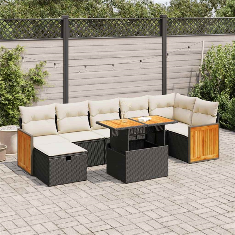 vidaXL 5 Piece Poly Rattan Sofa Set in Black