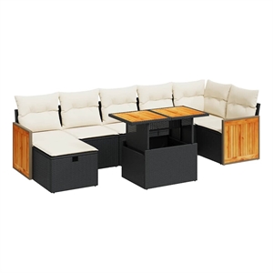vidaXL 5 Piece Poly Rattan Sofa Set in Black