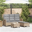 vidaXL Poly Rattan Sofa Set in Gray/Beige