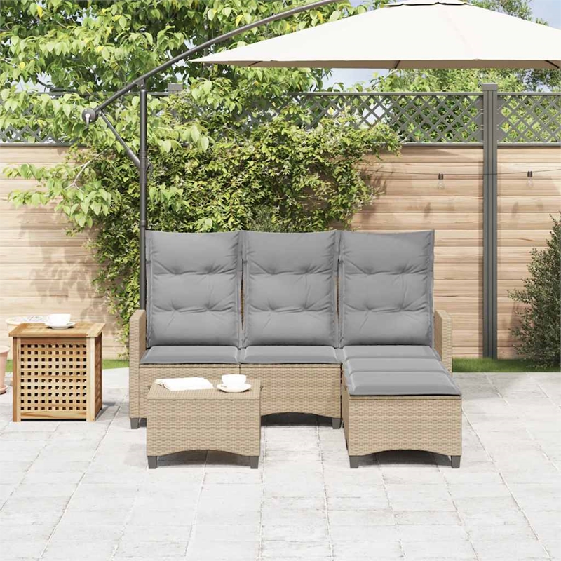 vidaXL Poly Rattan Sofa Set in Gray/Beige