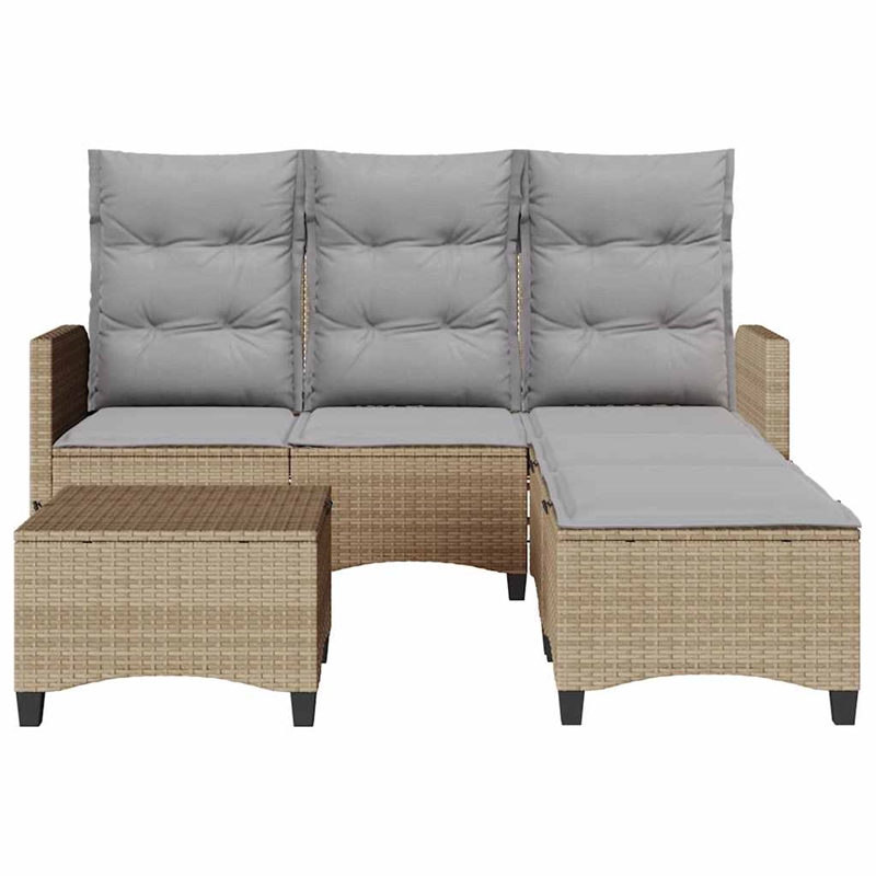 vidaXL Poly Rattan Sofa Set in Gray/Beige
