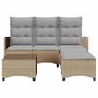 vidaXL Poly Rattan Sofa Set in Gray/Beige