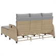 vidaXL Poly Rattan Sofa Set in Gray/Beige