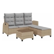 vidaXL Poly Rattan Sofa Set in Gray/Beige