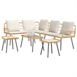 vidaXL Poly Rattan Small Sofa Set with Cushions in Natural