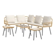 vidaXL Poly Rattan Small Sofa Set with Cushions in Natural