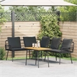 vidaXL Solid Acacia Wood Sofa Set in Black