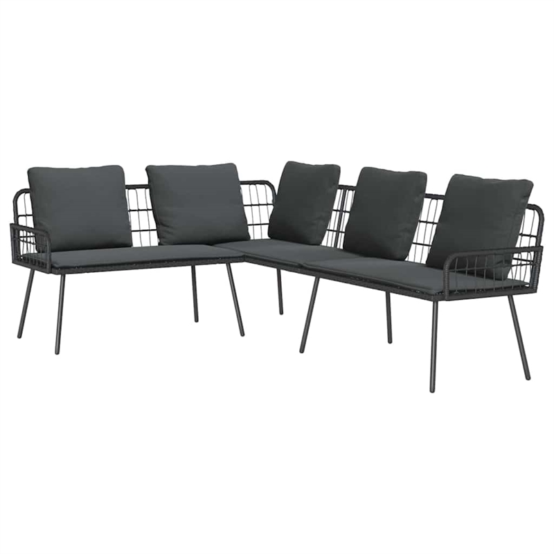 vidaXL Solid Acacia Wood Sofa Set in Black