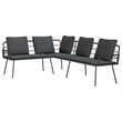 vidaXL Solid Acacia Wood Sofa Set in Black
