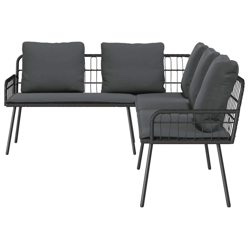 vidaXL Solid Acacia Wood Sofa Set in Black