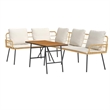 vidaXL Solid Acacia Wood Sofa Set in Beige