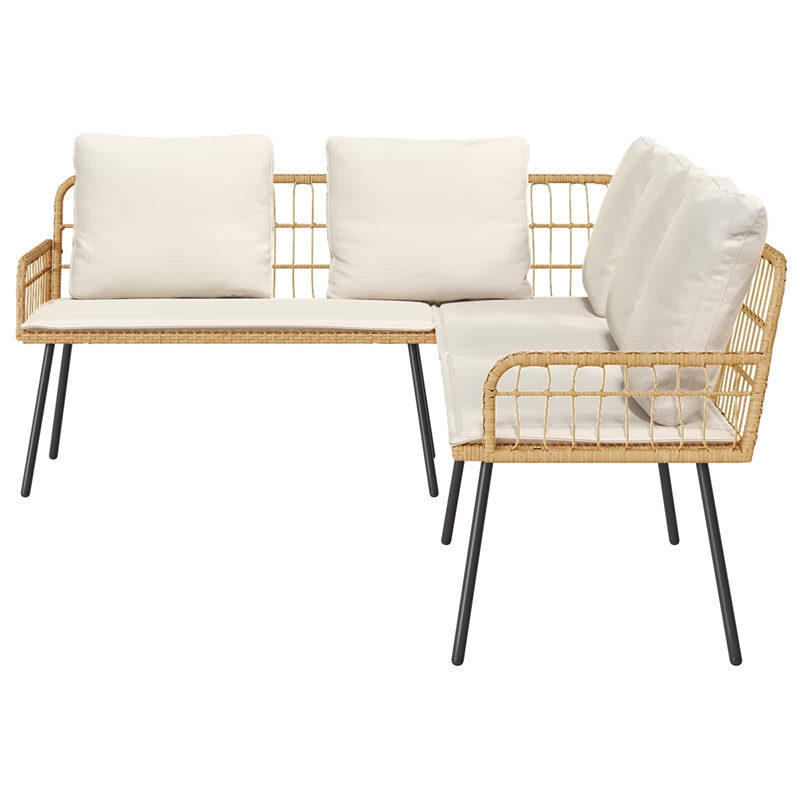 vidaXL Solid Acacia Wood Sofa Set in Beige