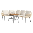 vidaXL Solid Acacia Wood Sofa Set in Beige