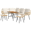 vidaXL Solid Acacia Wood Sofa Set in Beige