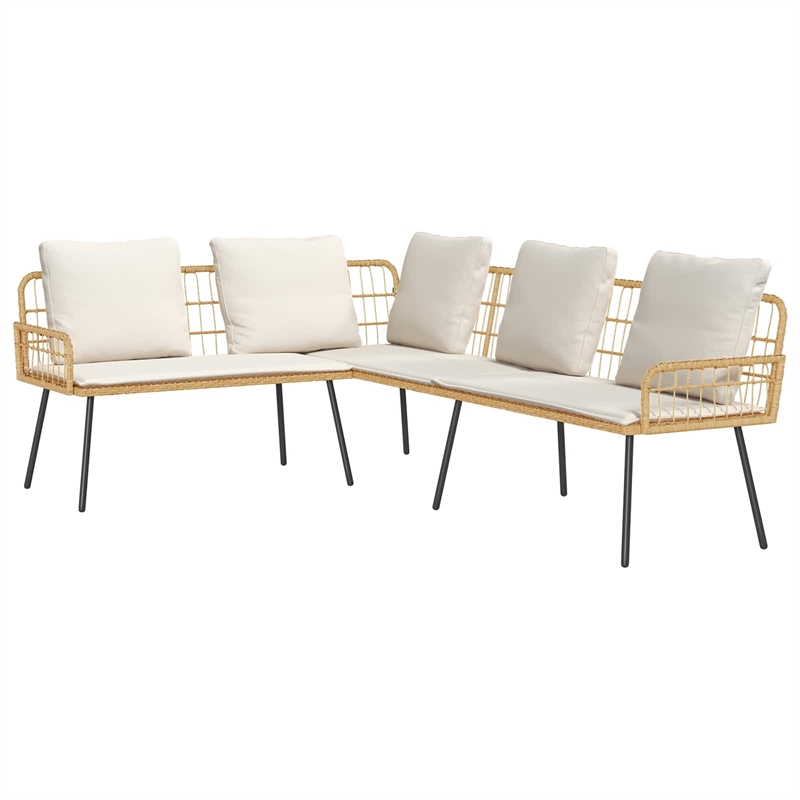vidaXL Solid Acacia Wood Sofa Set in Beige