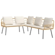 vidaXL Solid Acacia Wood Sofa Set in Beige