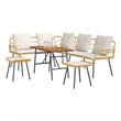 vidaXL Solid Acacia Wood Sofa Set in Beige