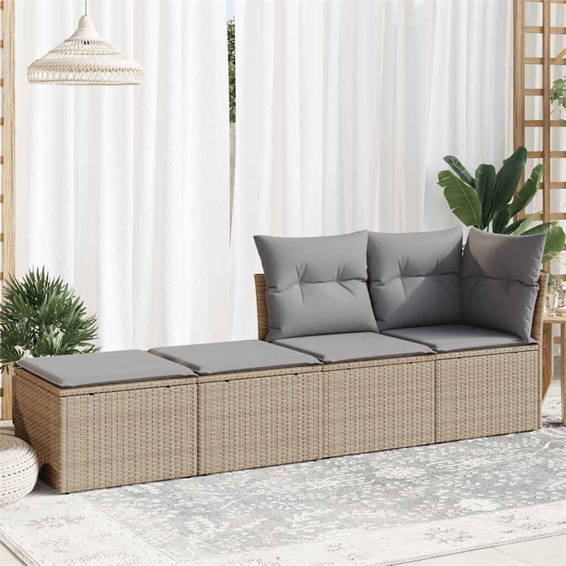 vidaXL 2 Piece Solid Acacia Wood Standard Sofa Set in Beige