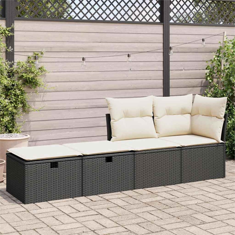 vidaXL 2 Piece Poly Rattan Small Sofa Set in Black
