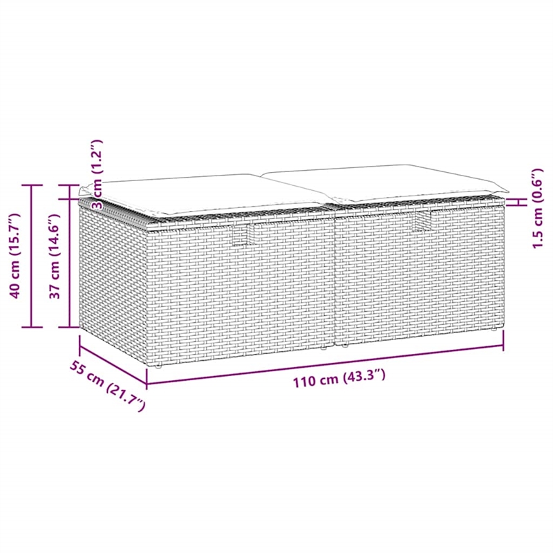 vidaXL 2 Piece Poly Rattan Small Sofa Set in Black