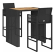 vidaXL Solid Acacia Wood Small Bar Set in Black