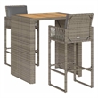 vidaXL 3 Piece Solid Acacia Wood Bar Set in Gray