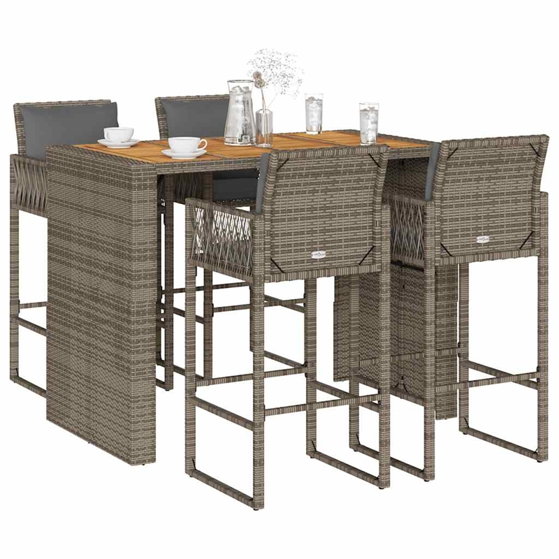 vidaXL 5 Piece Solid Acacia Wood Bar Set in Gray