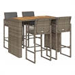 vidaXL 5 Piece Solid Acacia Wood Bar Set in Gray