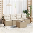 vidaXL Poly Rattan Sofa Set with Cushions in Beige