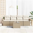 vidaXL Poly Rattan Sofa Set with Cushions in Beige