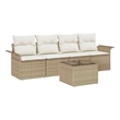 vidaXL Poly Rattan Sofa Set with Cushions in Beige