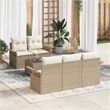 vidaXL Poly Rattan Sofa Set with Cushions in Beige