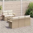 vidaXL Poly Rattan Sofa Set with Cushions in Beige