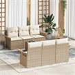 vidaXL Poly Rattan Sofa Set with Cushions in Beige